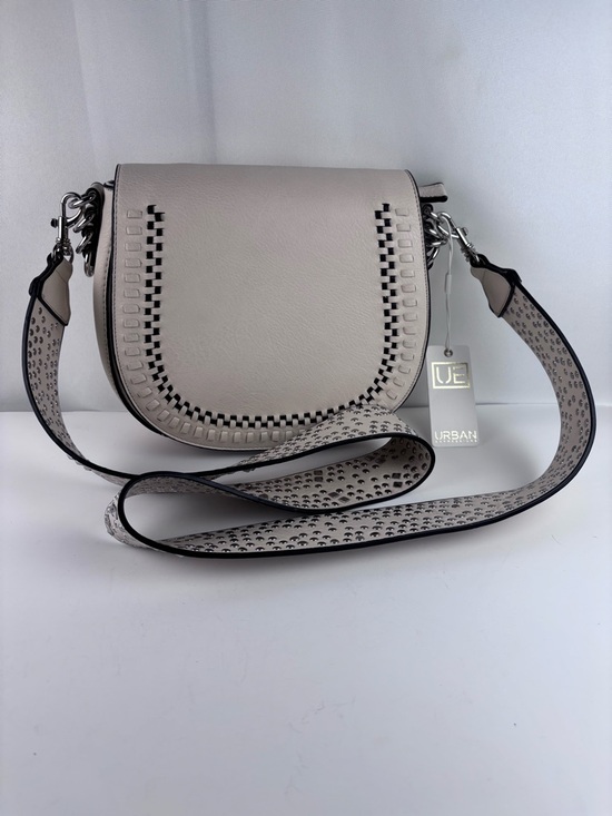 Urban Expressions Handbags - Urban Expressions Vegan Leather Saddle Bag - Studded Crossbody Strap Cream/Ivory